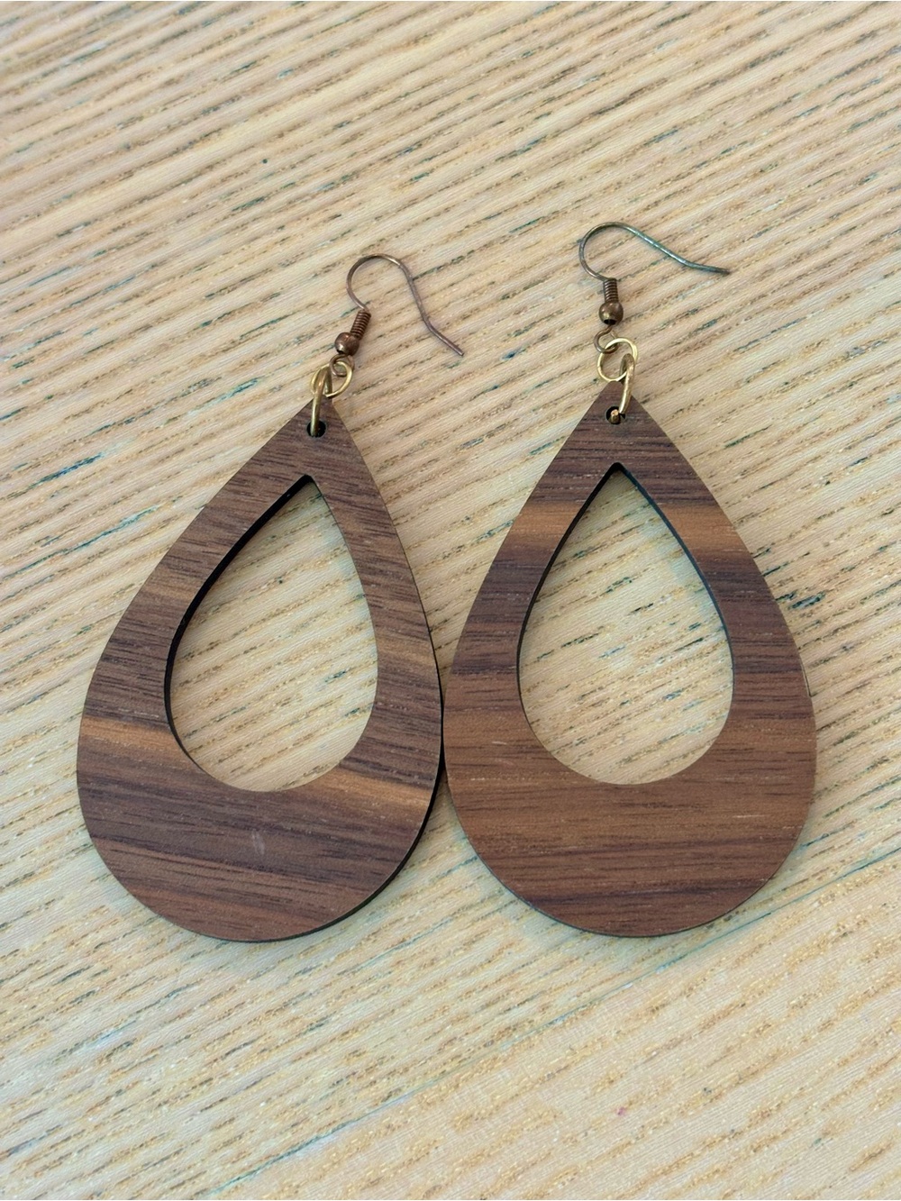 Carved wood statement earrings